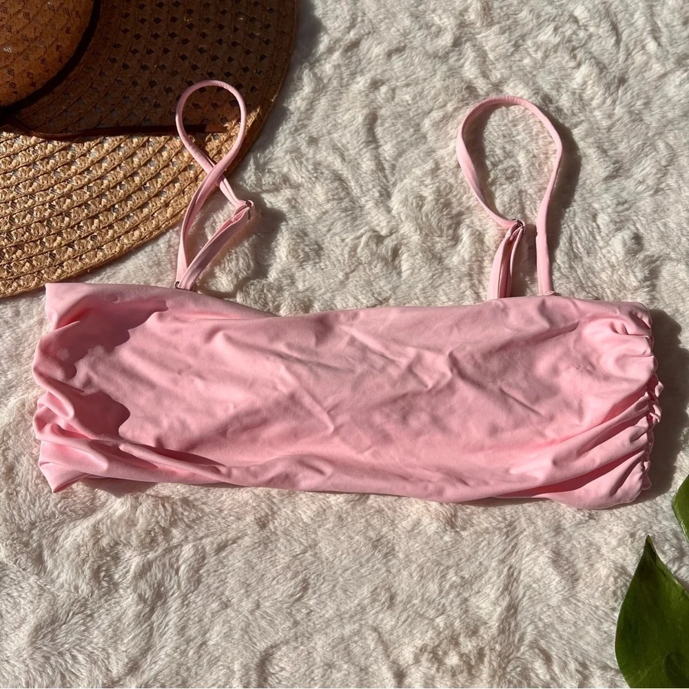 Frankie's Bikinis Pink Knotted Carrie Bikini Top Size Medium